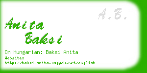 anita baksi business card